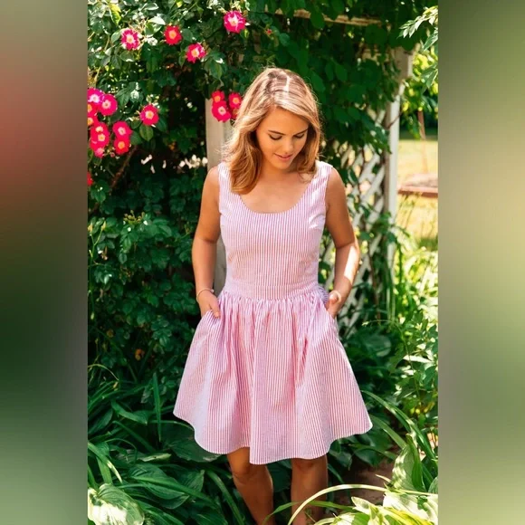 Kiel James Patrick Striped Seersucker Mini Dress, Size 6 - Picture 1 of 11